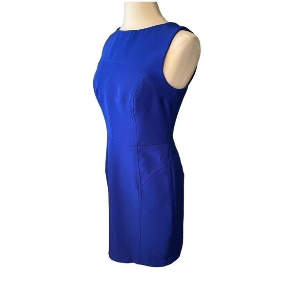 Milly Cobalt Blue Stretchy Sheath Dress Size 10 Knee Length Sleeveless - Picture 2 of 8